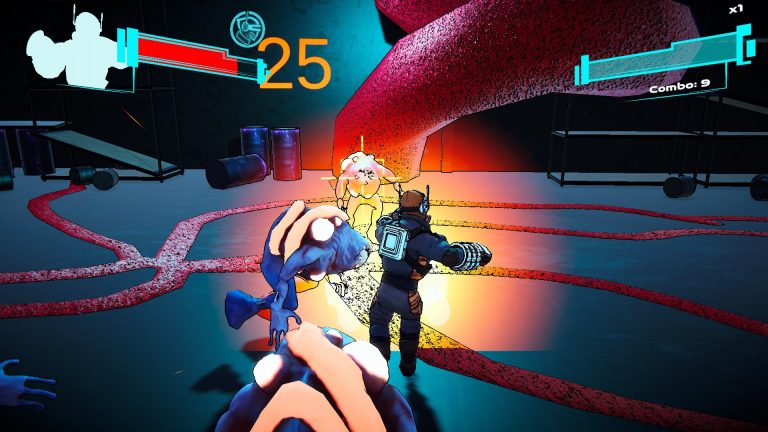 Screenshot from a student-made 3D action video game