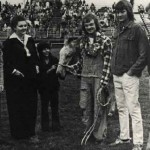 dolphus poses as Imonaggie. Eddie Parham holds the mule; Mary Ann Peace, second from left. photo