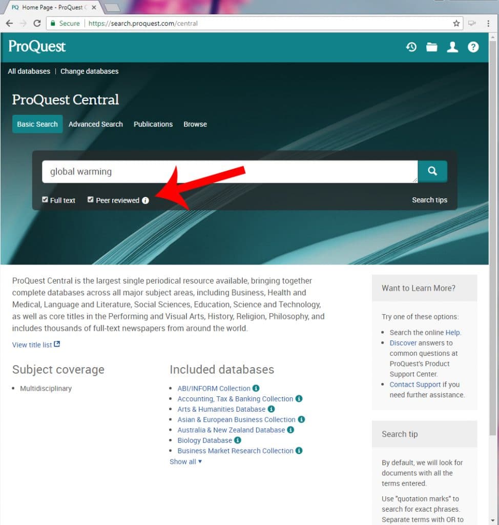 Decorative image: Example of search limiter tools