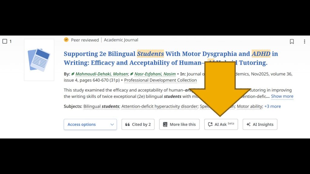 AI Ask tool example as found in EBSCO products