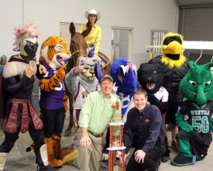 Jason Pederson and mascots.