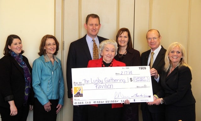 Accepting the pavilion donation
