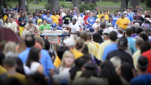 This year’s record enrollment made for a packed crowd at the annual bed races during SAU’s Family Day on September 6.
